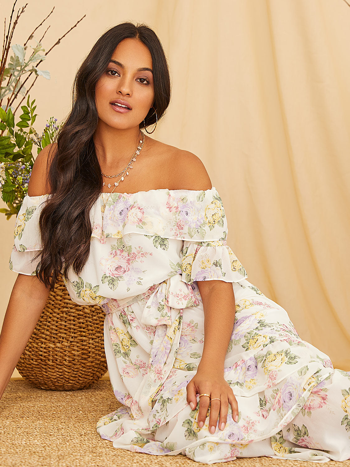 Shoulder Ruffle Maxi Dress – Suzy Shier